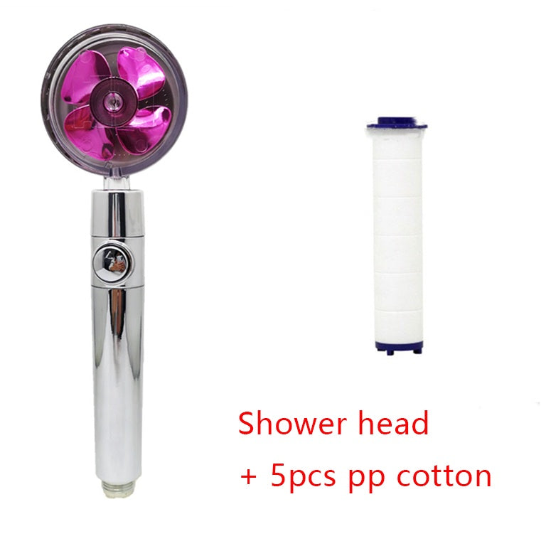 Shower Head Water Saving Flow 360 Degrees Rotating With Small Fan ABS Rain High Pressure Spray Nozzle Bathroom Accessories BargainsRule