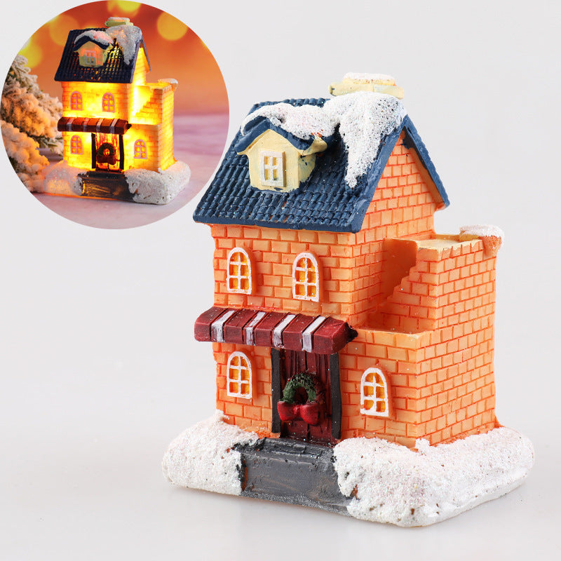 Christmas Decorations Resin Small House Micro Landscape Ornaments