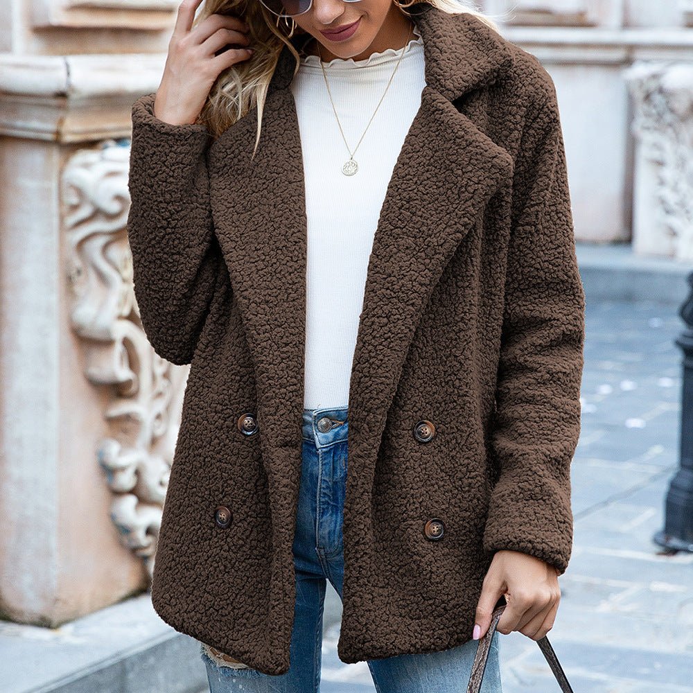 Loose Lapel Fluffy Coat Winter Button Jacket Cardigan Outwear For Women Clothing BargainsRule