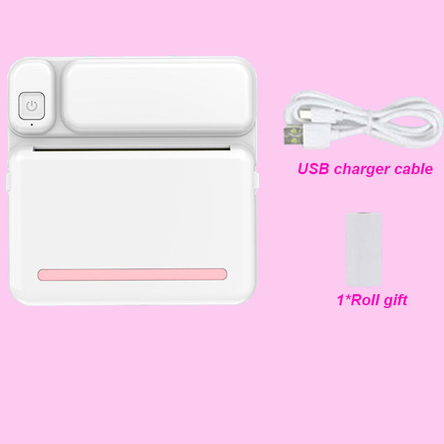 Portable Mini Printer HD Photo Pocket Thermal Label With White Color Adhesive Paper Wireless Bluetooth Learning Paper Mini Maker BargainsRule