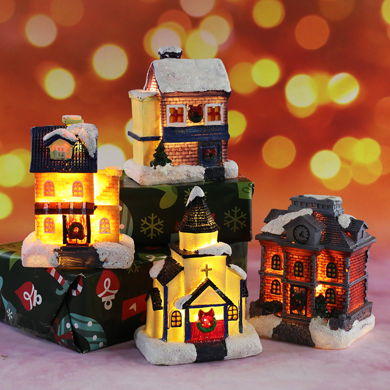 Christmas Decorations Resin Small House Micro Landscape Ornaments