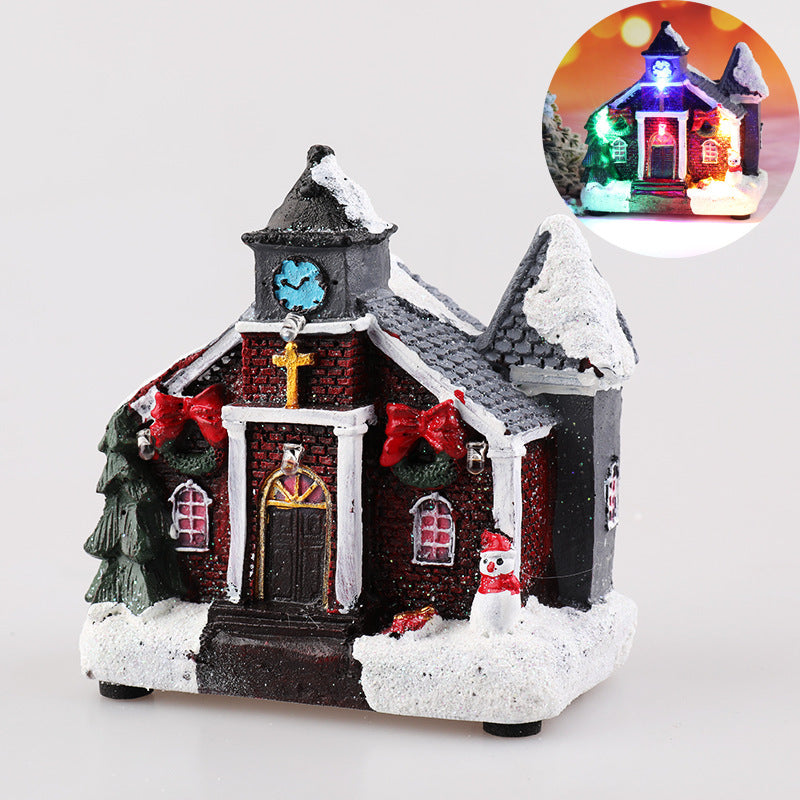 Christmas Decorations Resin Small House Micro Landscape Ornaments