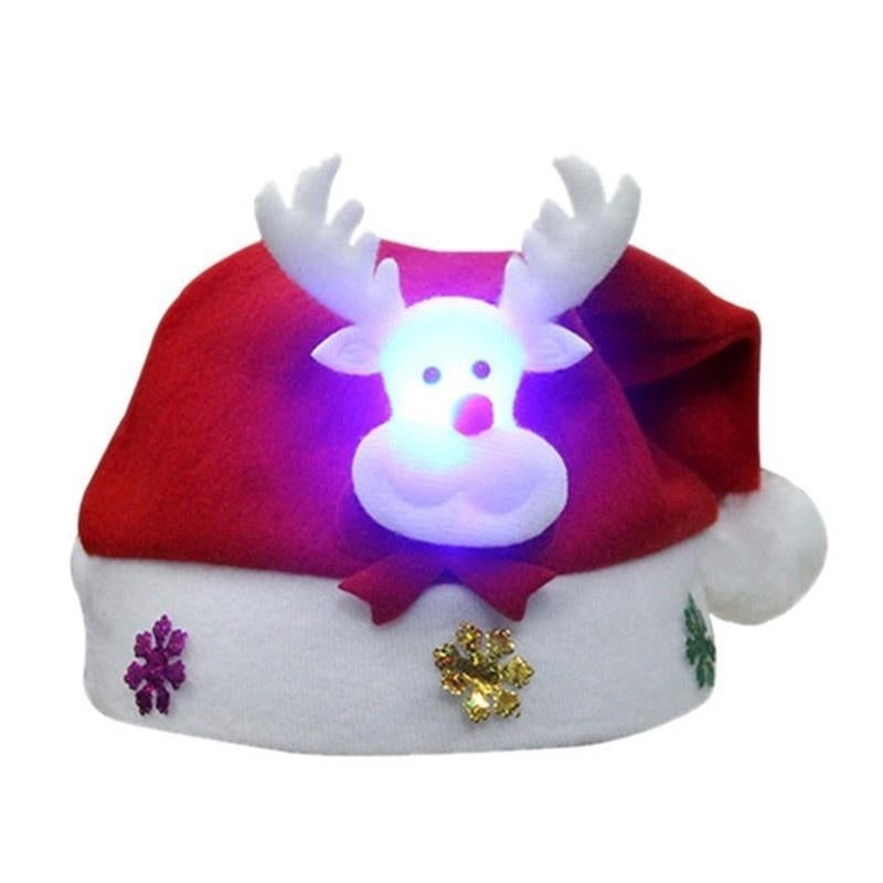 Christmas Decorations Non-woven Cartoon Applique Luminous Hat BargainsRule