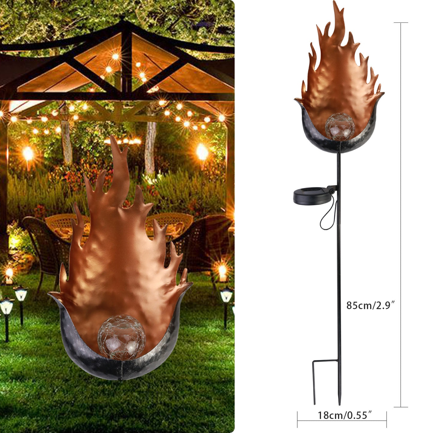 LED Solar Flame Metal Decorative Light BargainsRule