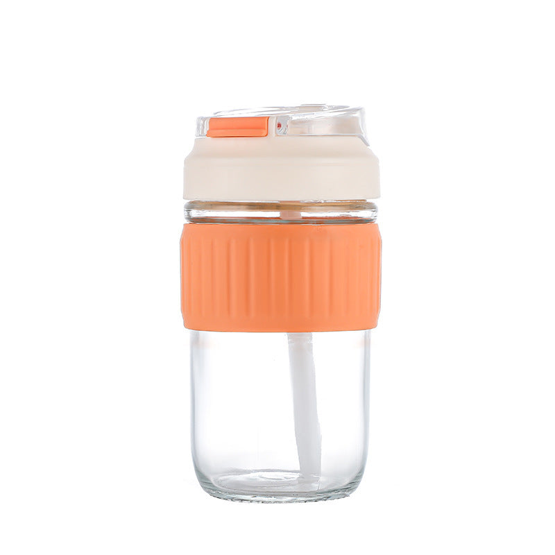 Glass Lid Straw Coffee Cup