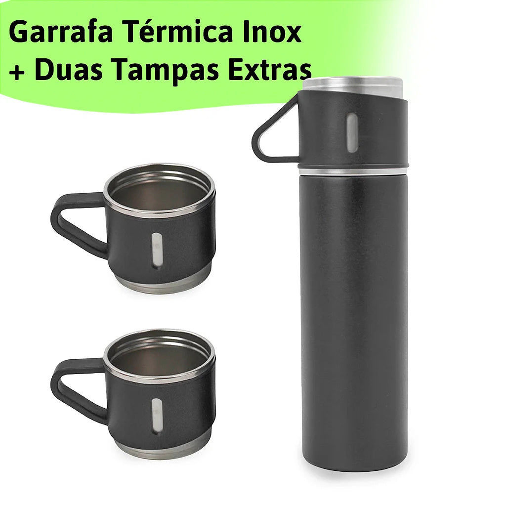 Double Wall Thermal Bottle 3 Cups Stainless Steel Squeeze 500ml