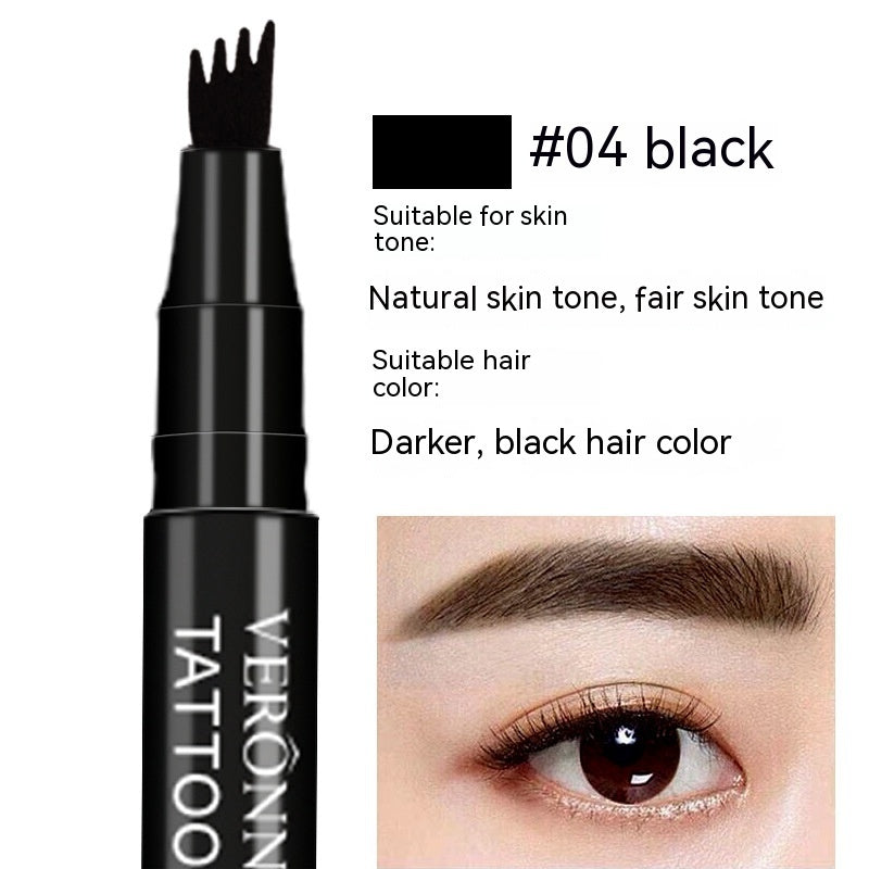 Four-fork Liquid Water Eyebrow Pencil Three-dimensional Simulation Native Eyebrow Color Natural Sweat-proof