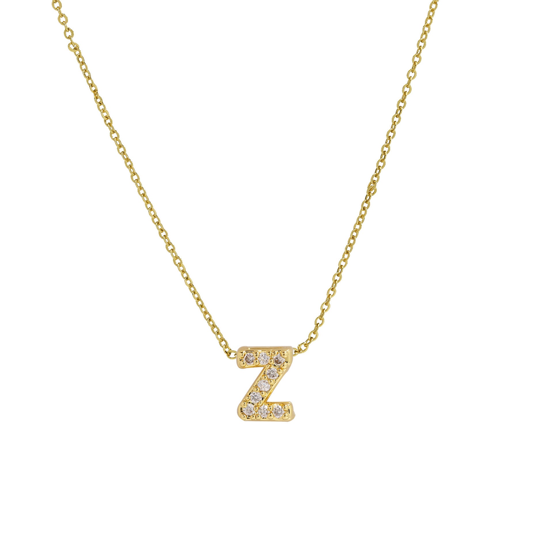 Gold Micro Inlaid With Diamond All-match Classic 26 English Letters Necklace Pendant BargainsRule