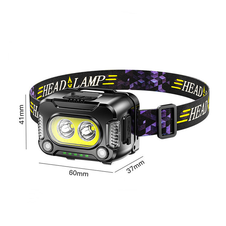 New COB Strong Light Sensing Headlamp Night Running Fishing Floodlight Headwear