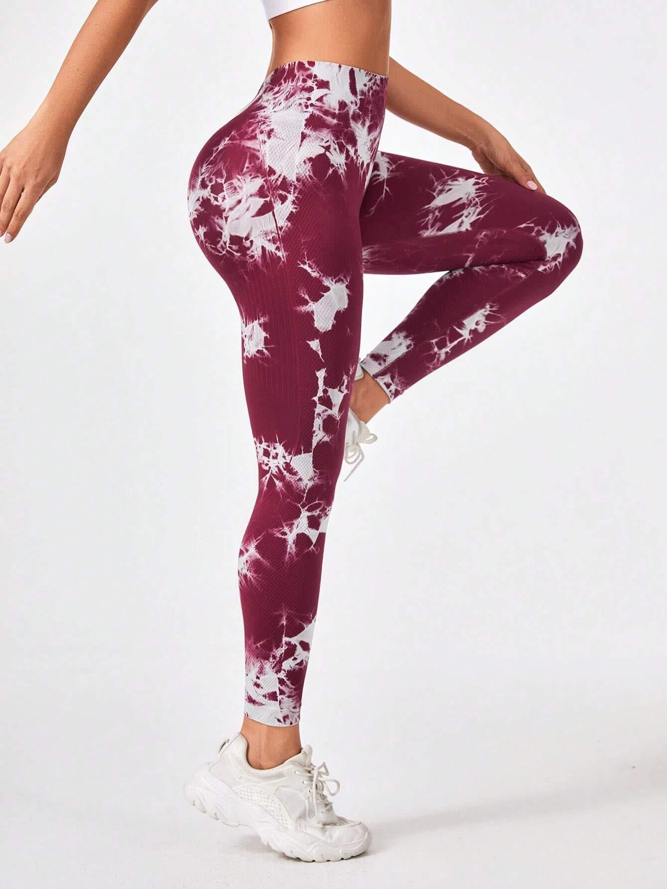 2 Pack Tie Dye Workout Seamless Leggings For Women High Waist Gym Leggings Yoga Pants, Seamless Leggings For Women High Waist Yoga Pants, Scrunch Butt Lifting Elastic Tights