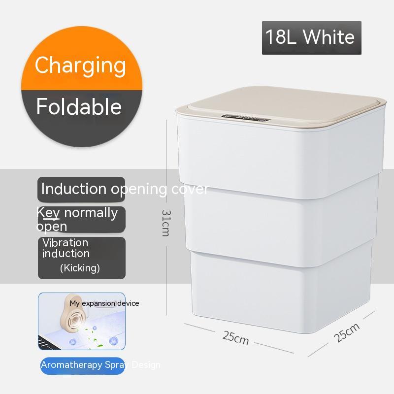 Smart Trash Can With Lid For Bedroom And Living Room Kitchen Storage Box Trash Can Induction Small Car Box Automatic Smart Dustbin Smart Trash Bin BargainsRule