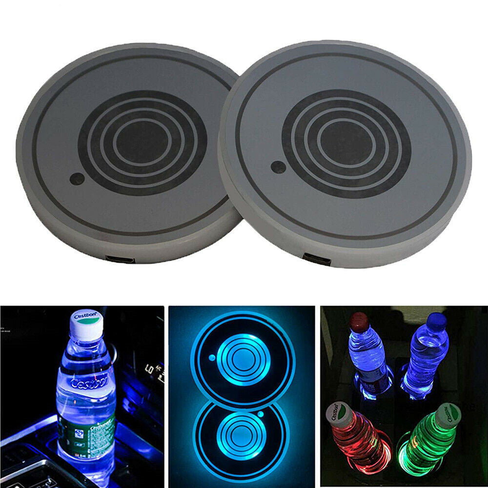 USB Charging Car Led Cup Holder Water Bottom Mat BargainsRule