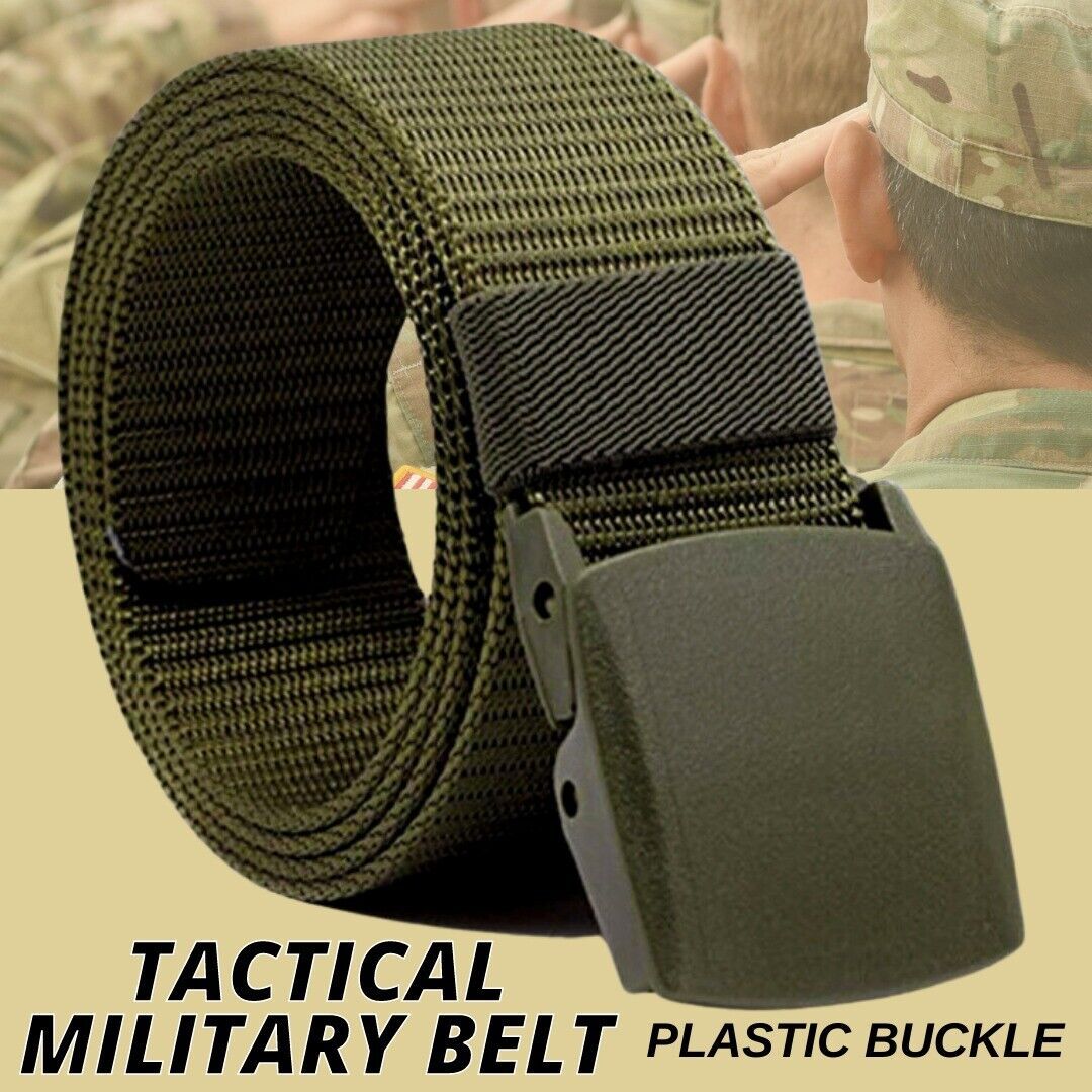 Men's Plastic Cam Buckle Nylon Canvas Tactical Waistband Webbing Military Belt