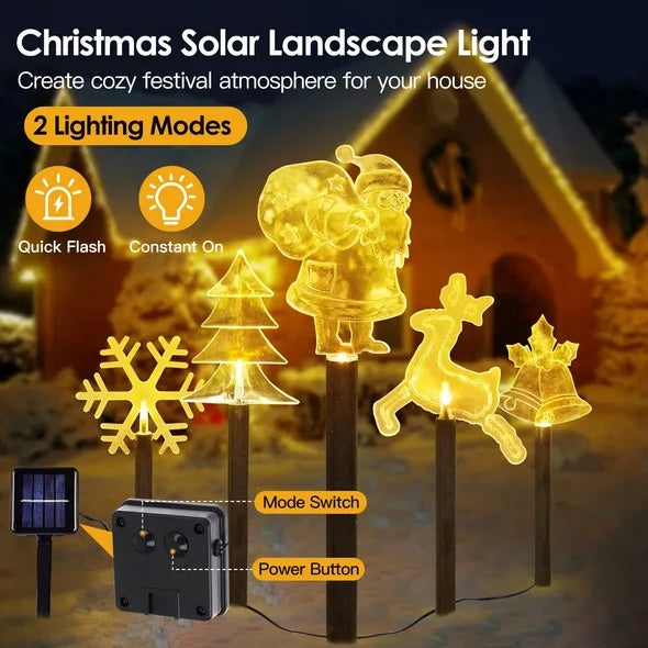 5Pcs Mixed Christmas Decoration Light Solar Stake Light Waterproof Reindeer Snowflake Bell Christmas Tree Santa Claus Light Outdoor Landscape Light By  Eggracks By Global Phoenix BargainsRule