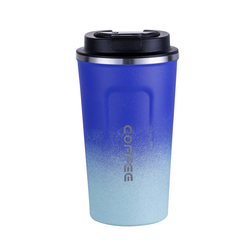 Stainless Steel Cup With Straw Double-layer Vacuum Cup Outdoor Coffee Cup