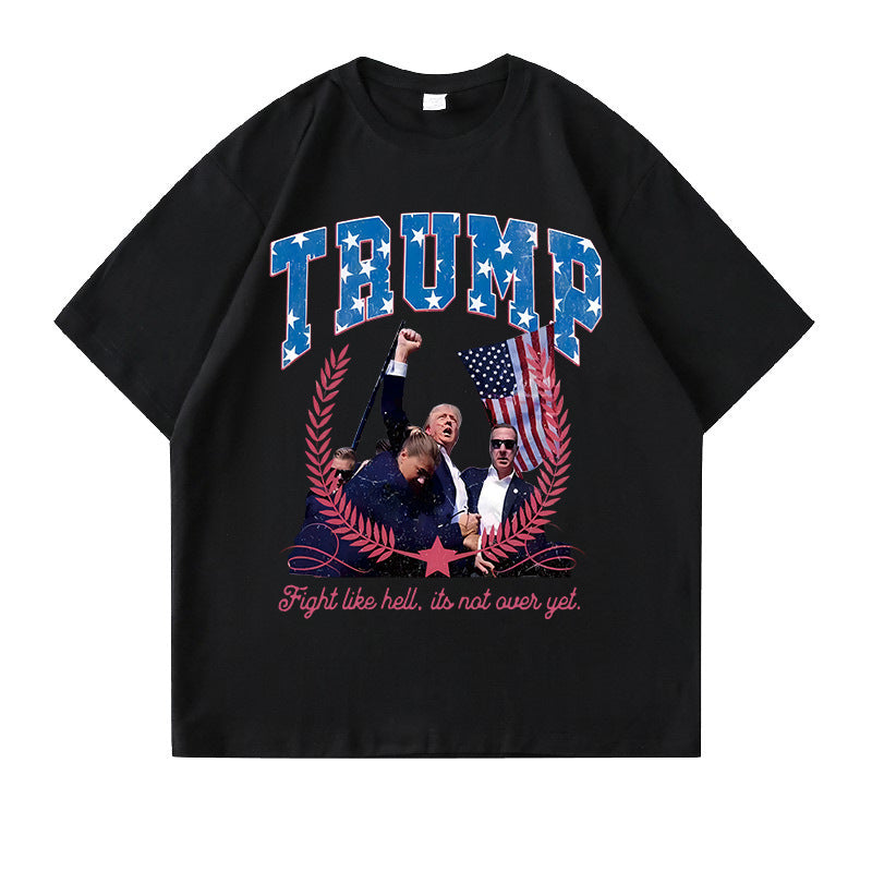 American Trump Pattern Printed Loose Couple T-shirt BargainsRule