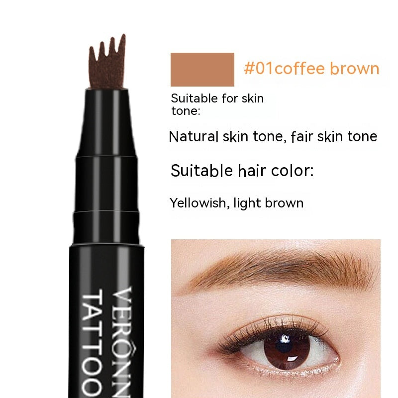 Four-fork Liquid Water Eyebrow Pencil Three-dimensional Simulation Native Eyebrow Color Natural Sweat-proof