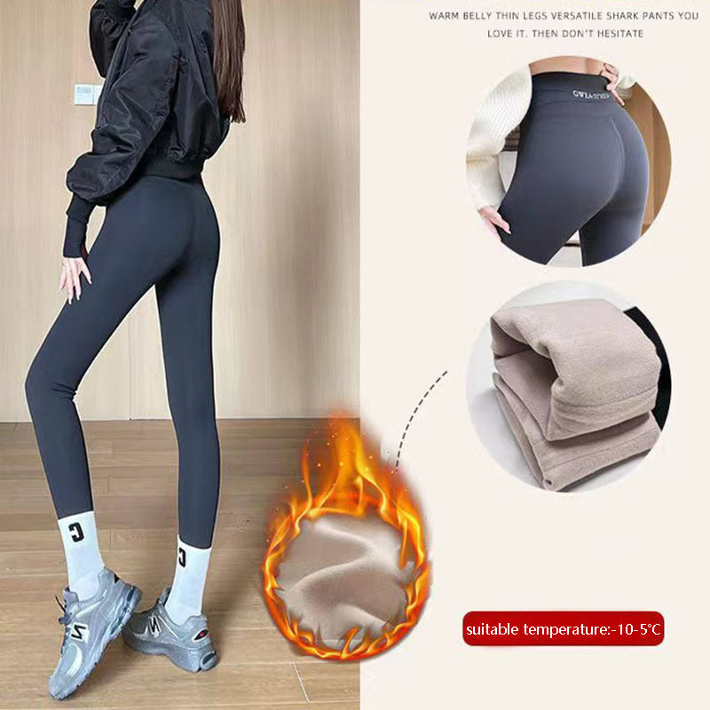 Fleece Thickened Leggings Winter -20 To 5 Shark Pants For Women High Waist Tight Skinny Tummy Control Buttocks Slimming Yoga Pants BargainsRule