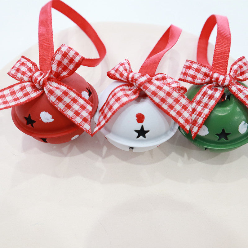 4cm Five-star Bow Christmas Holiday Decoration Garland Accessories Metal Bell