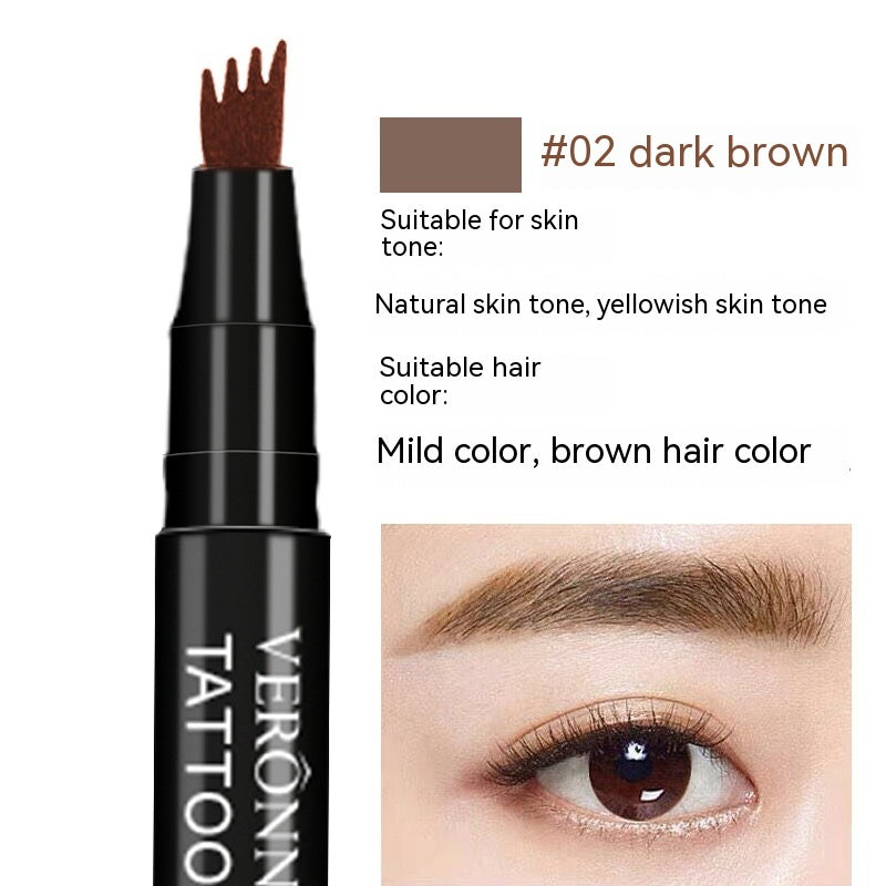 Four-fork Liquid Water Eyebrow Pencil Three-dimensional Simulation Native Eyebrow Color Natural Sweat-proof