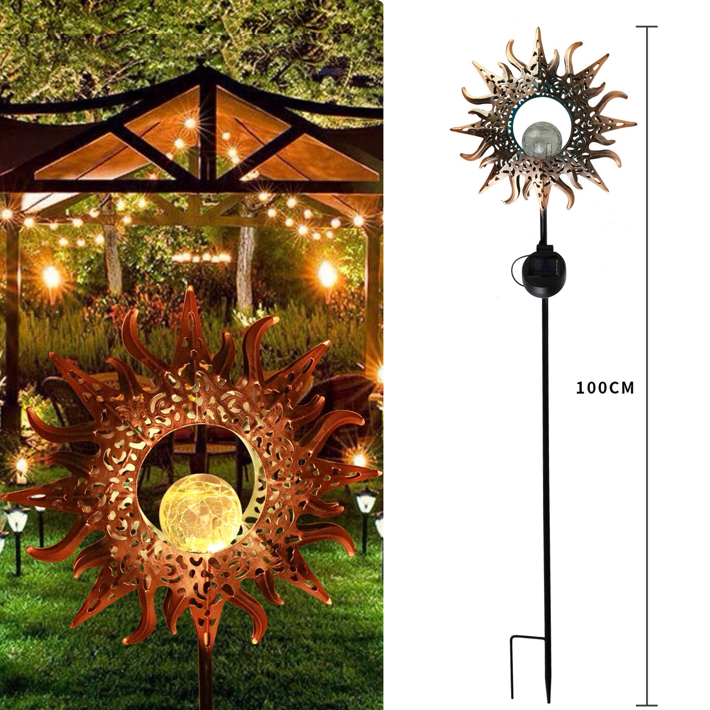 LED Solar Flame Metal Decorative Light BargainsRule