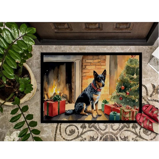 Australian Cattle Dog Cozy Christmas Doormat Front Door Mat Indoor Outdoor Rugs For Entryway, Non Slip Washable Low Pile, 24H X 36W