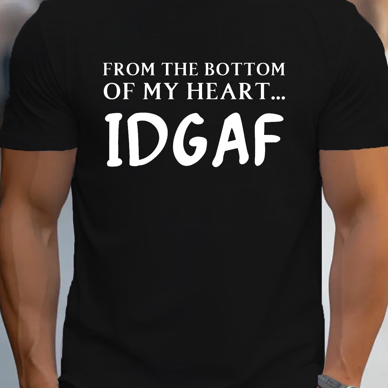 This T-shirt Is Printed With The IDGAF Logo And Is Suitable For Men To Wear. It Is A Casual Short Sleeved T-shirt With Spring And Summer Street Style