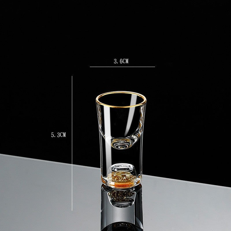 Small Crystal Glass One-shot Cup Divider Gold Foil Liquor Cup