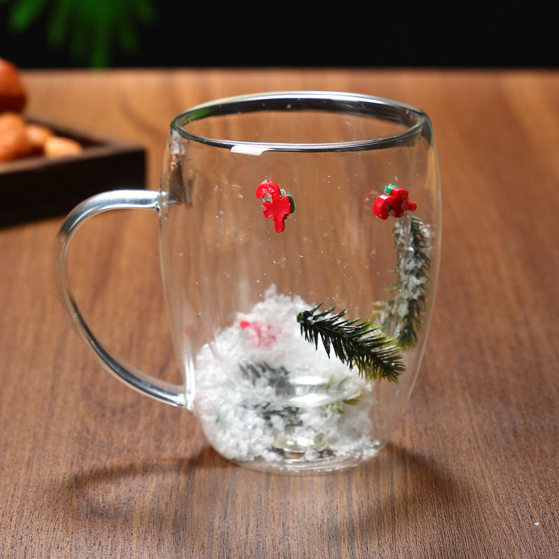 Christmas High Borosilicate Heat-resistant Double Layer Glass Cup BargainsRule