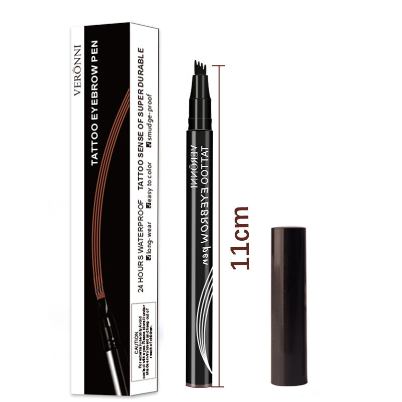 Four-fork Liquid Water Eyebrow Pencil Three-dimensional Simulation Native Eyebrow Color Natural Sweat-proof