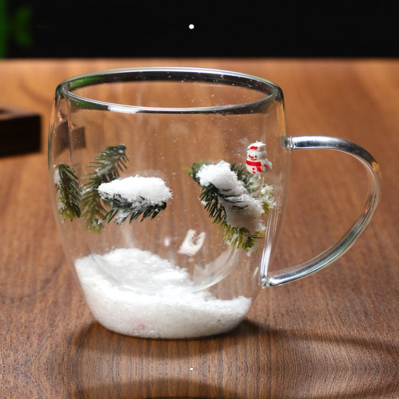 Christmas High Borosilicate Heat-resistant Double Layer Glass Cup BargainsRule