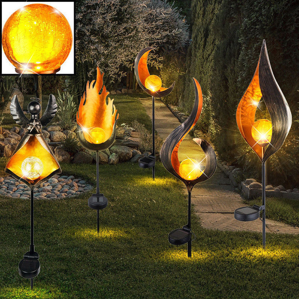 LED Solar Flame Metal Decorative Light BargainsRule