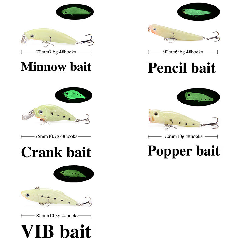 3D Fluorescent Simulation Submerged Luminous Hard Bait Fishing Gear