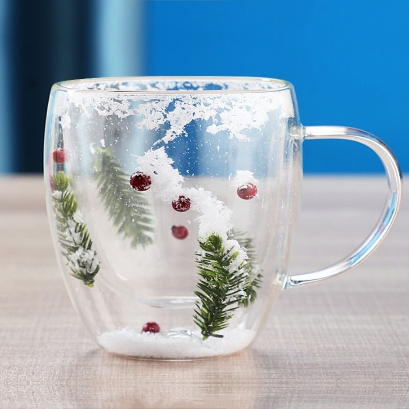 Christmas High Borosilicate Heat-resistant Double Layer Glass Cup