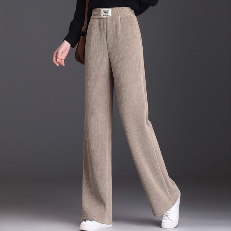 Winter Wide-leg Fleece Trousers For Women Warm Straight-leg Casual Lamb Cashmere Pants Loose Sports Sweatpants BargainsRule