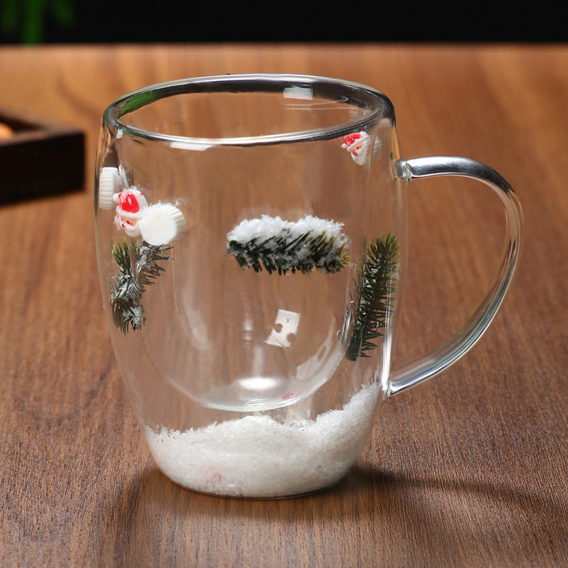 Christmas High Borosilicate Heat-resistant Double Layer Glass Cup BargainsRule