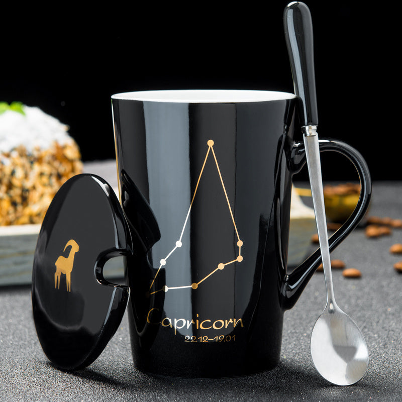 Personalized cup ceramic mug with lid spoon