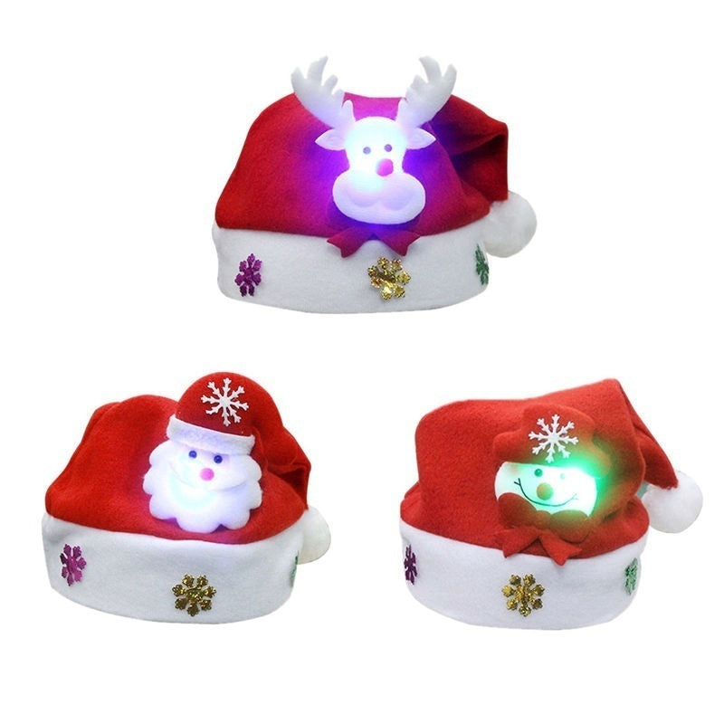 Christmas Decorations Non-woven Cartoon Applique Luminous Hat BargainsRule