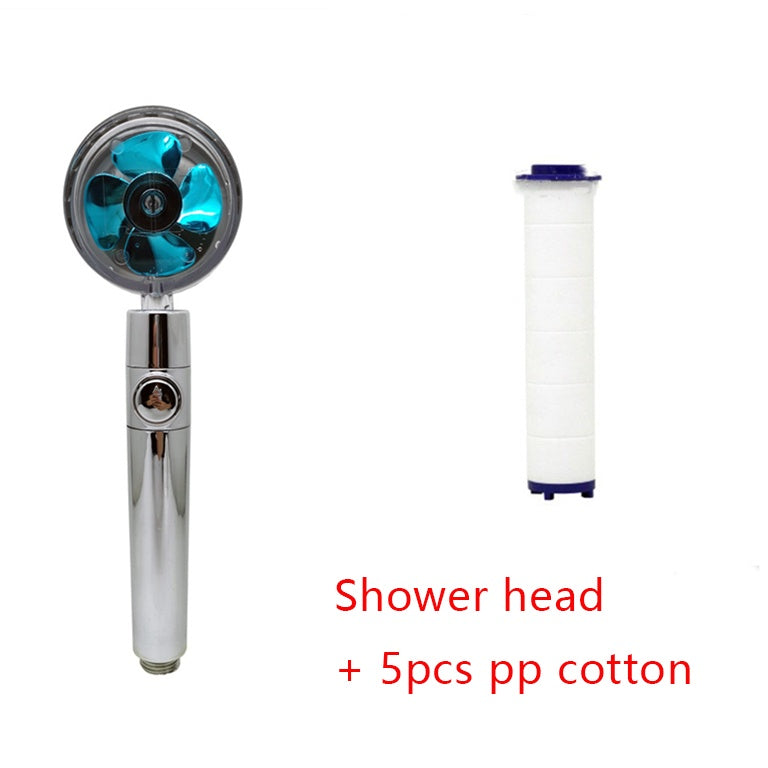 Shower Head Water Saving Flow 360 Degrees Rotating With Small Fan ABS Rain High Pressure Spray Nozzle Bathroom Accessories BargainsRule