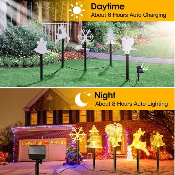 5Pcs Mixed Christmas Decoration Light Solar Stake Light Waterproof Reindeer Snowflake Bell Christmas Tree Santa Claus Light Outdoor Landscape Light By  Eggracks By Global Phoenix BargainsRule