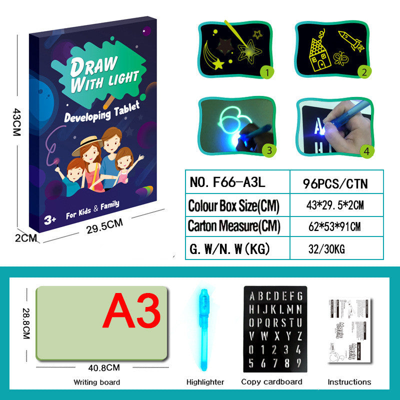 Educational Toy Drawing Pad 3D Magic 8 Light Effects Puzzle Board Sketchpad BargainsRule