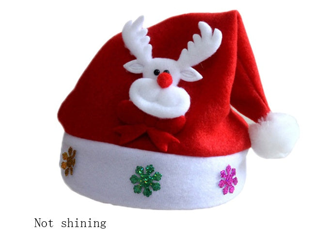 Christmas Decorations Non-woven Cartoon Applique Luminous Hat BargainsRule