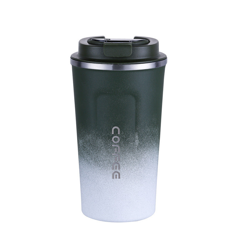 Stainless Steel Cup With Straw Double-layer Vacuum Cup Outdoor Coffee Cup