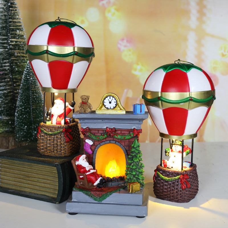 Christmas Resin Decorations Luminous Fireplace Small Night Lamp Decorative Ornaments BargainsRule