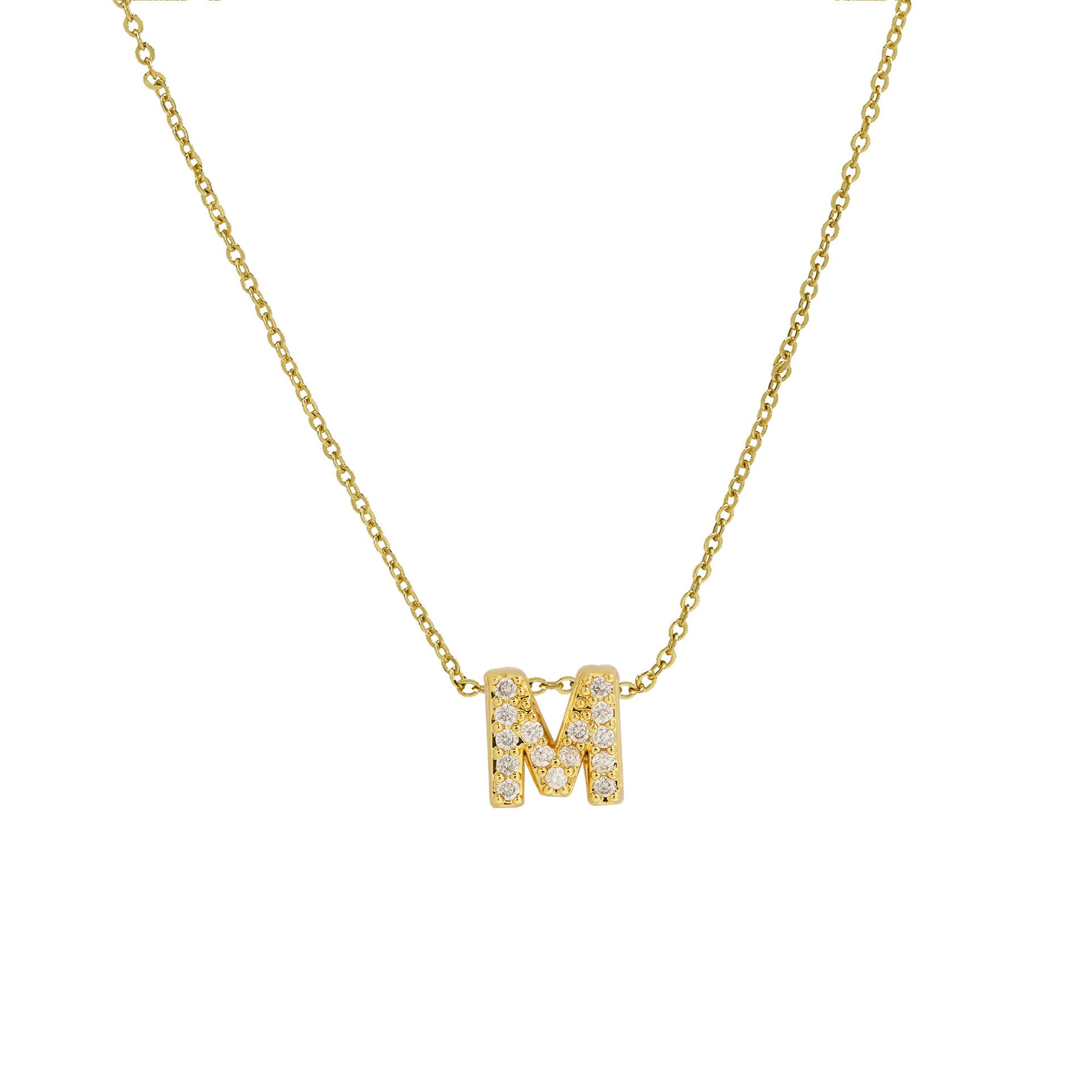 Gold Micro Inlaid With Diamond All-match Classic 26 English Letters Necklace Pendant BargainsRule