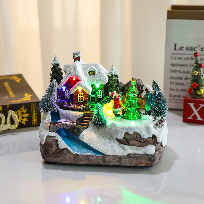 Christmas Rotating Resin Luminous Music Box Ornaments