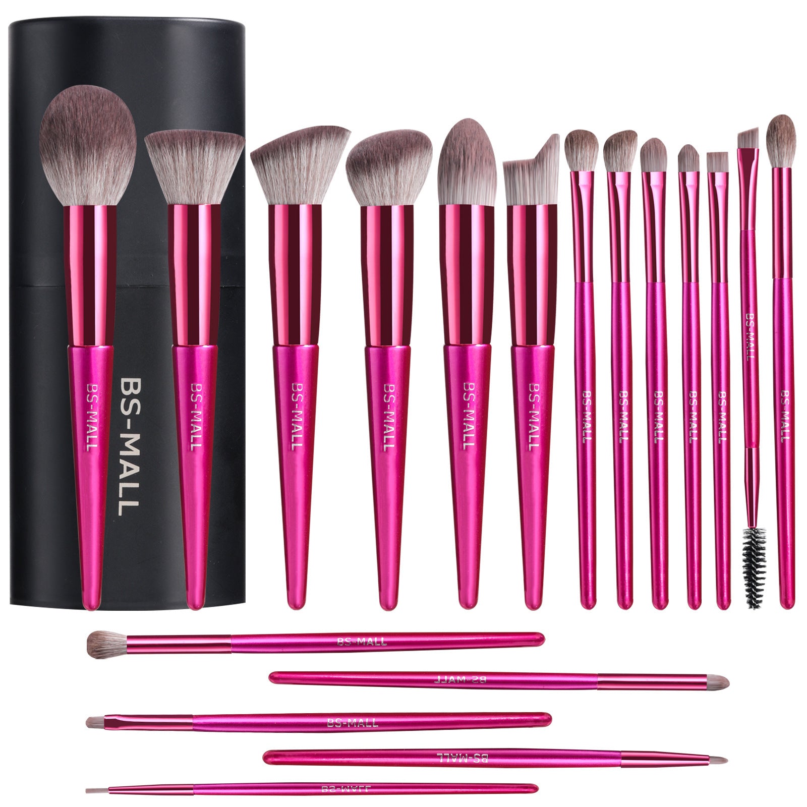 18 Brilliant Red Makeup Brushes Suit In Stock Logo-free Beauty Tools Long Handle Makeup Brushes BargainsRule