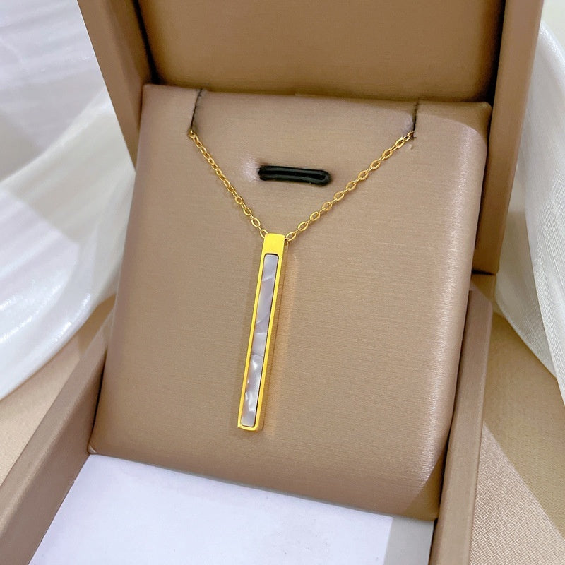 Long Elegant Personality Minimalist Style Stove Real Gold Necklace Female Ins Clavicle Chain