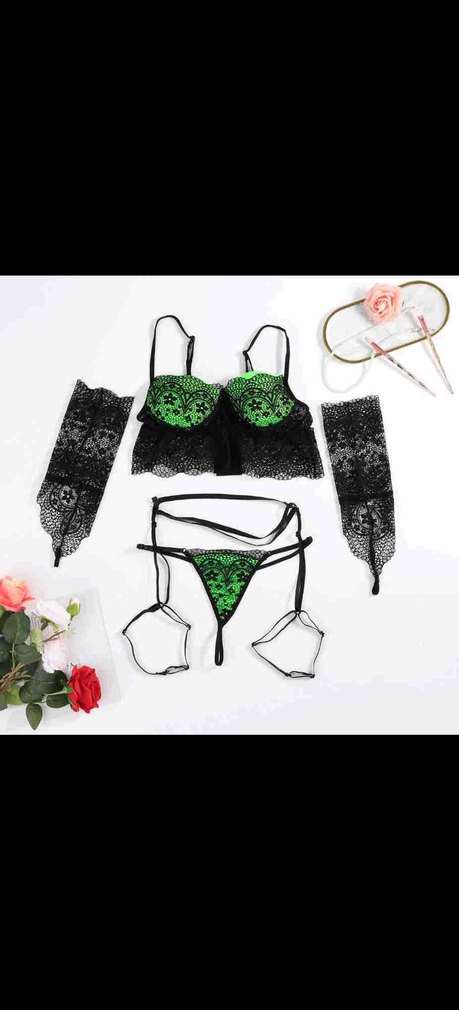 Europe And America Women's Lingerie Three-piece Set