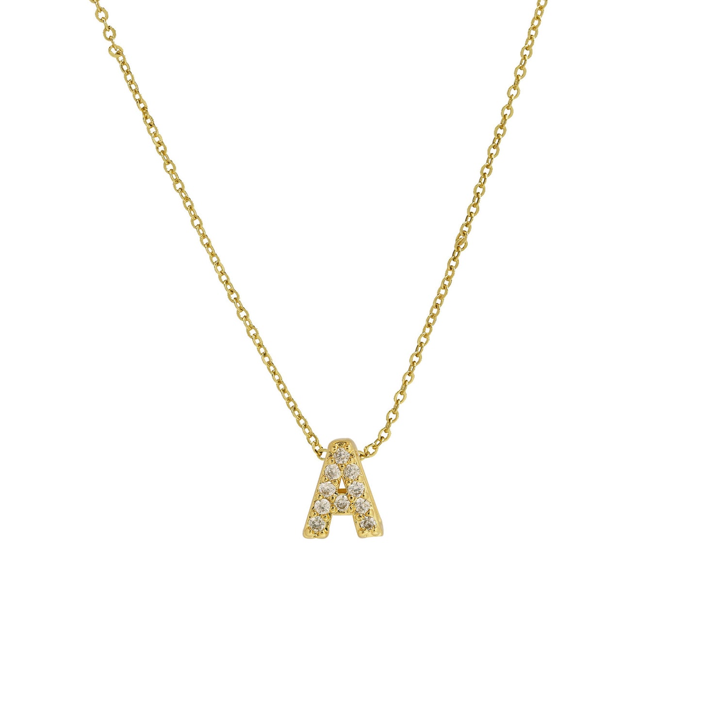 Gold Micro Inlaid With Diamond All-match Classic 26 English Letters Necklace Pendant BargainsRule